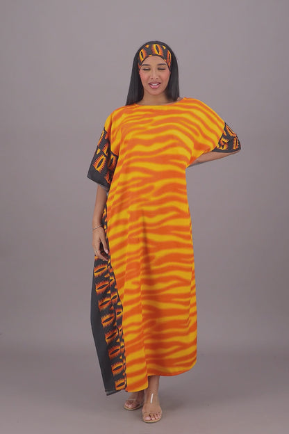 Orange Zebra Print Kaftan KAF-42202