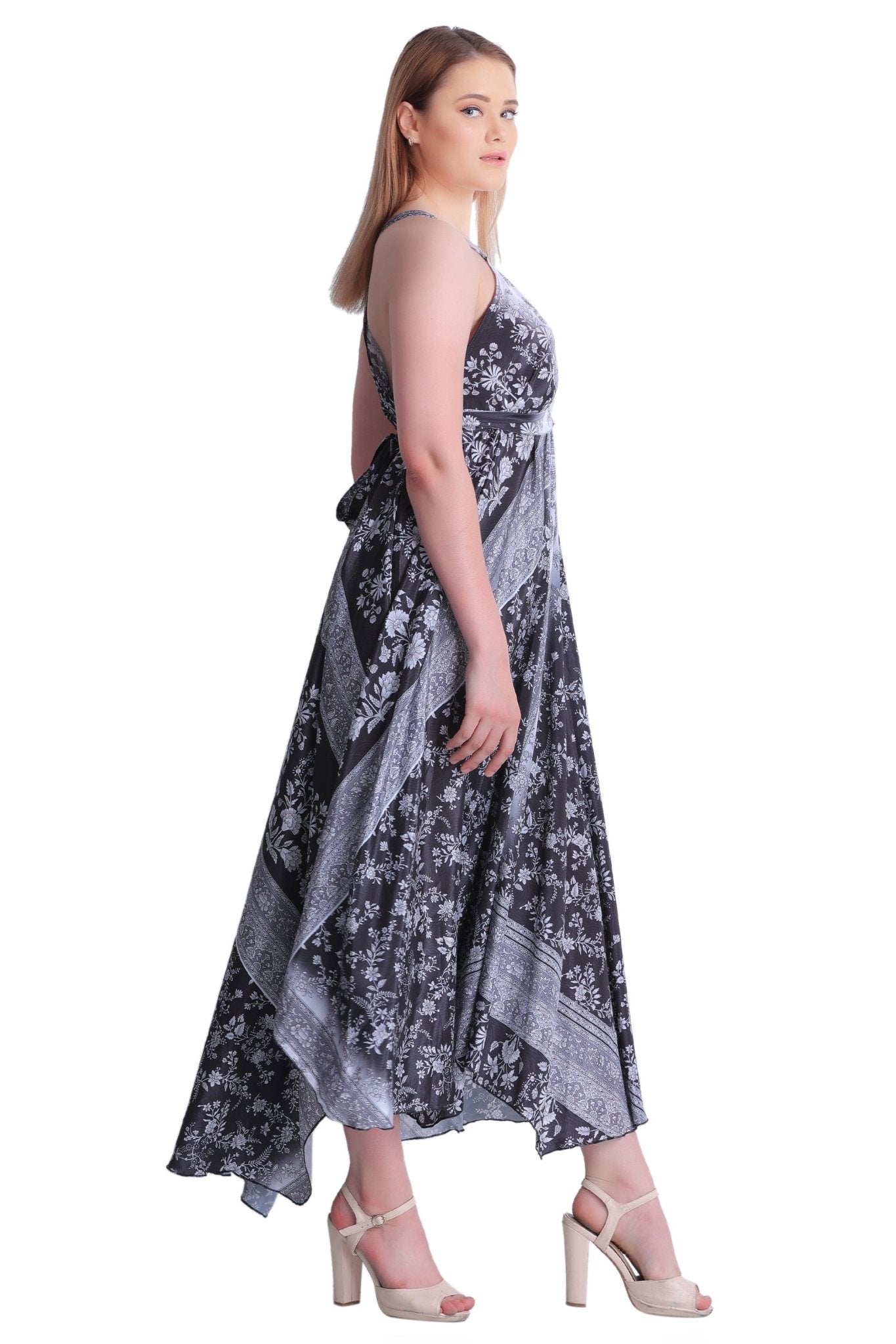 Printed Silk Dress AB-12009 - Advance Apparels Inc