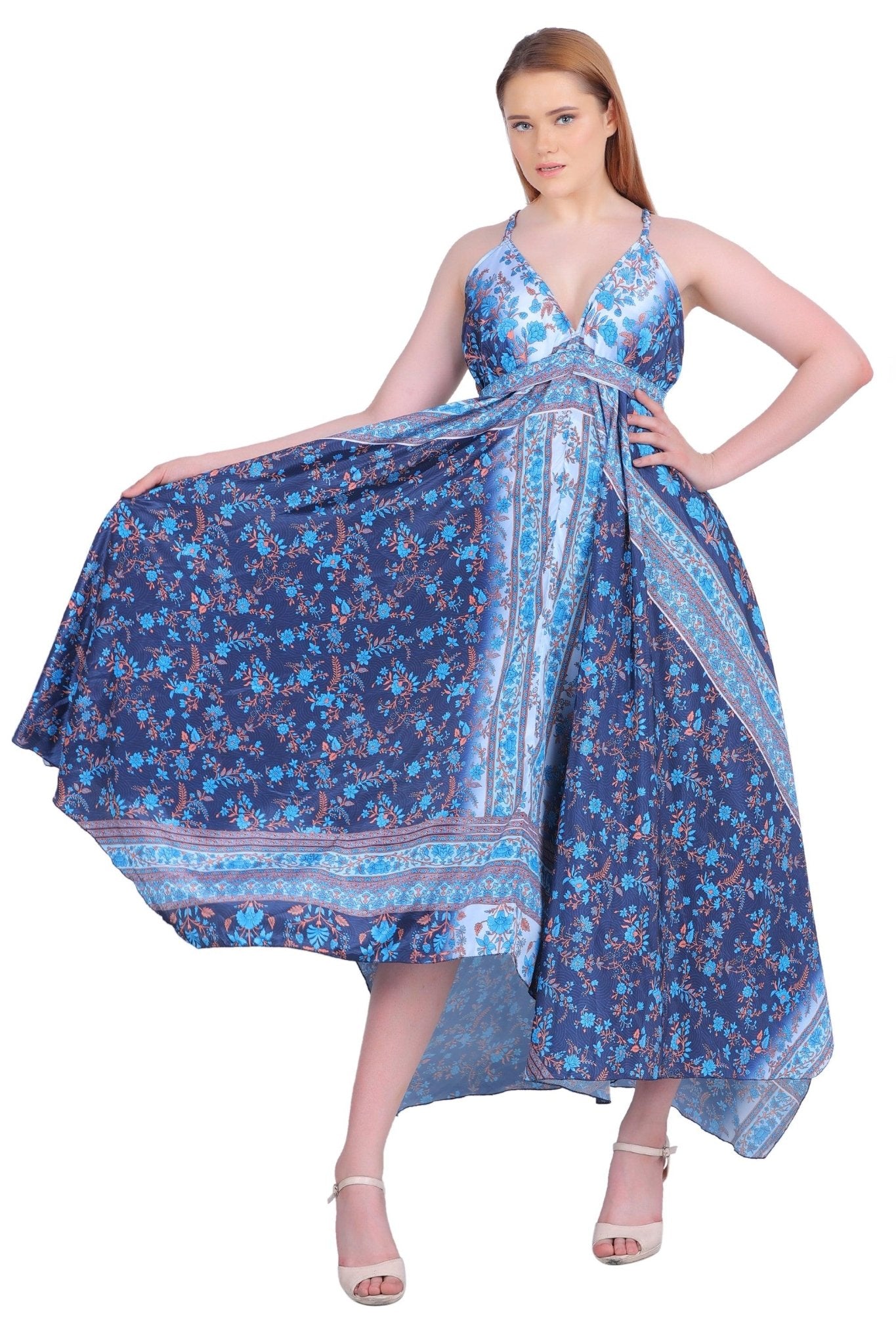 Printed Silk Dress AB-12009 - Advance Apparels Inc