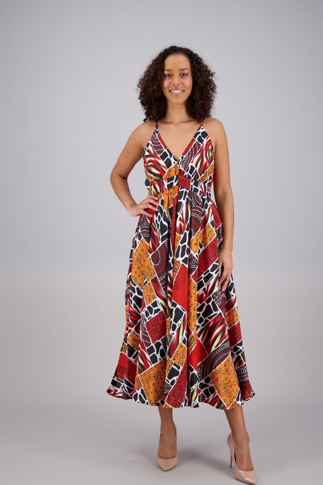 Printed Silk Maxi Dress AB160230 - Advance Apparels Inc