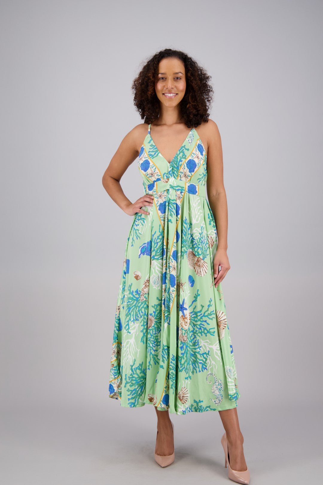 Printed Silk Maxi Dress AB16054 - Advance Apparels Inc