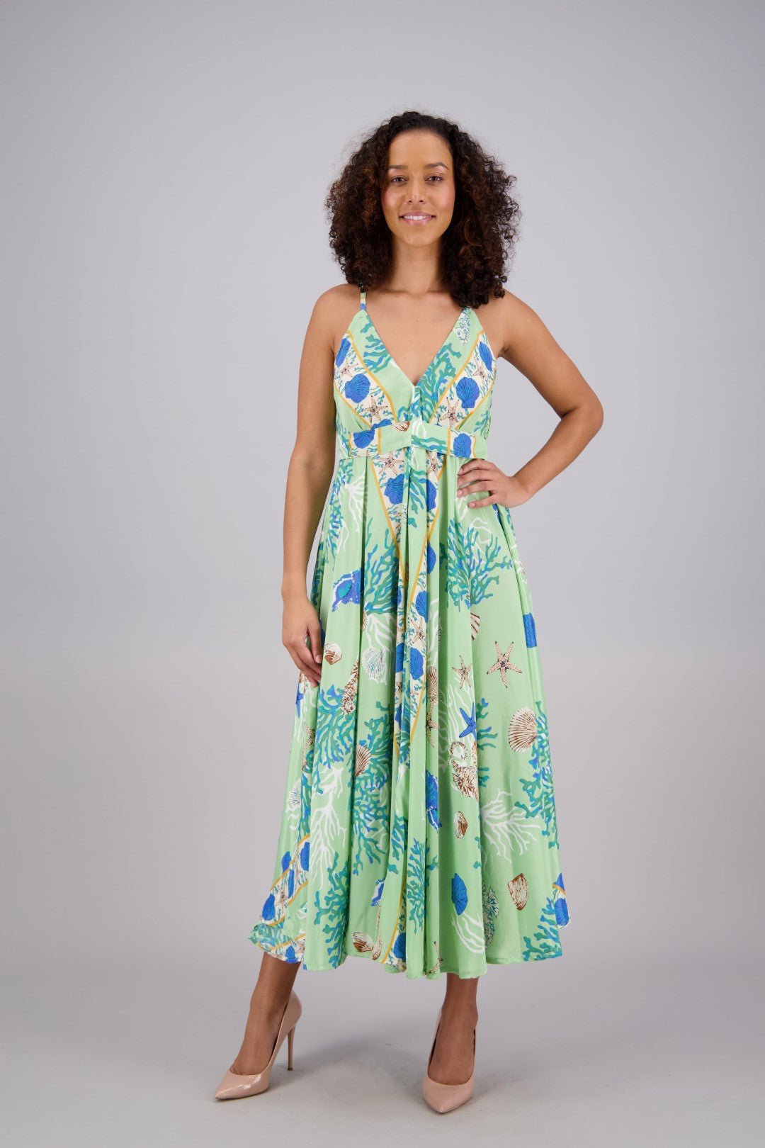 Printed Silk Maxi Dress AB16054 - Advance Apparels Inc