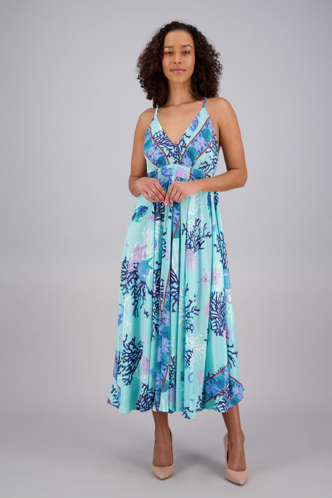 Printed Silk Maxi Dress AB16054 - Advance Apparels Inc