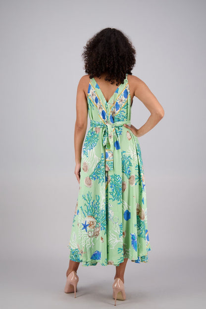 Printed Silk Maxi Dress AB16054 - Advance Apparels Inc