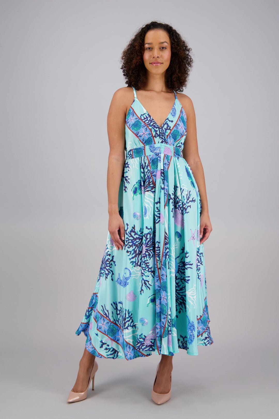 Printed Silk Maxi Dress AB16054 - Advance Apparels Inc