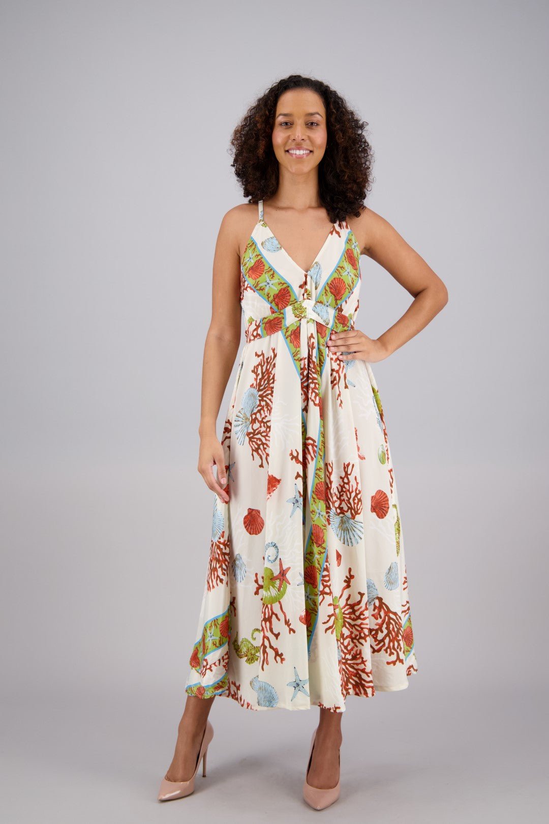 Printed Silk Maxi Dress AB16054 - Advance Apparels Inc