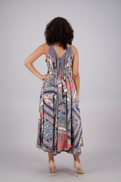 Printed Silk Maxi Dress AB16066 - Advance Apparels Inc