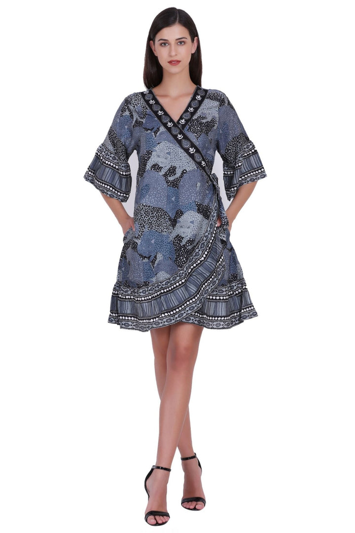 Printed Wrap Dress 262103 - Advance Apparels Inc