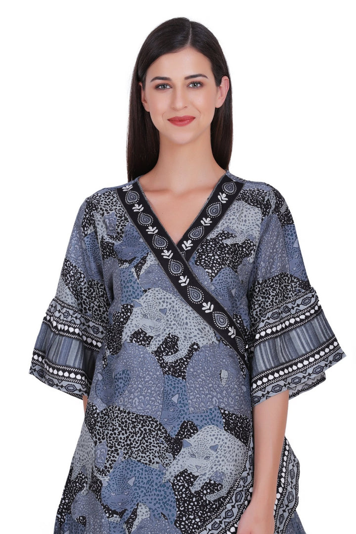 Printed Wrap Dress 262103 - Advance Apparels Inc