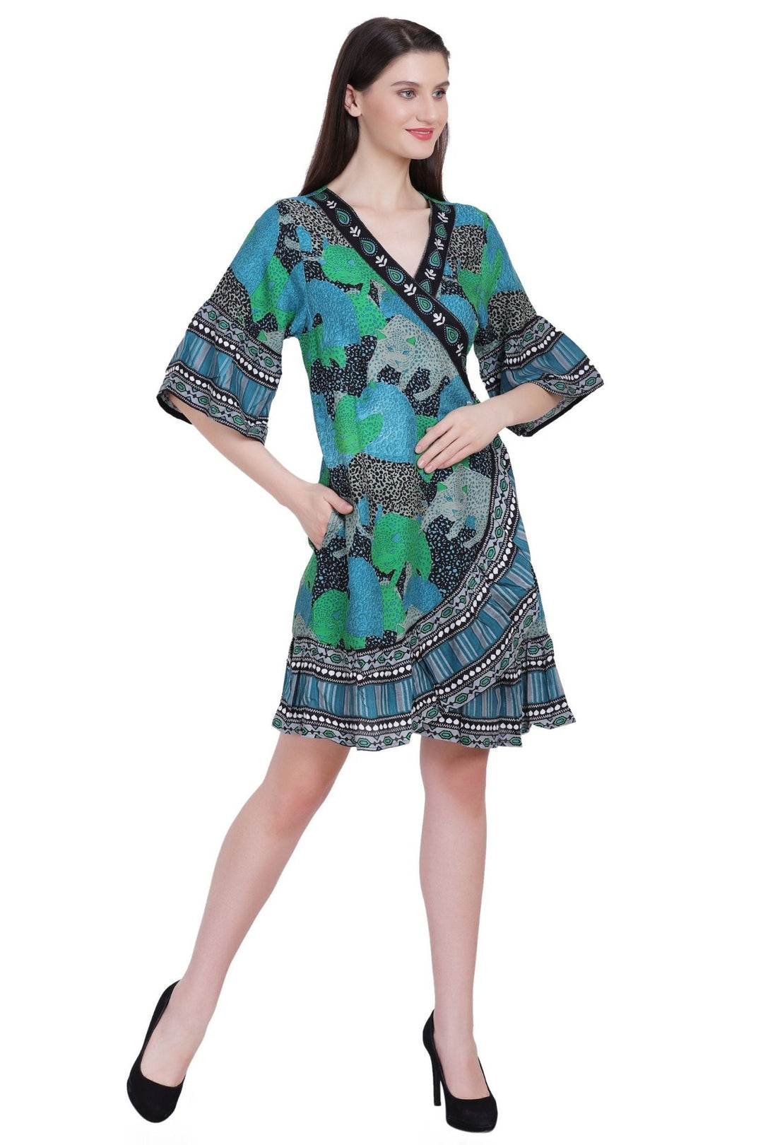 Printed Wrap Dress 262103 - Advance Apparels Inc