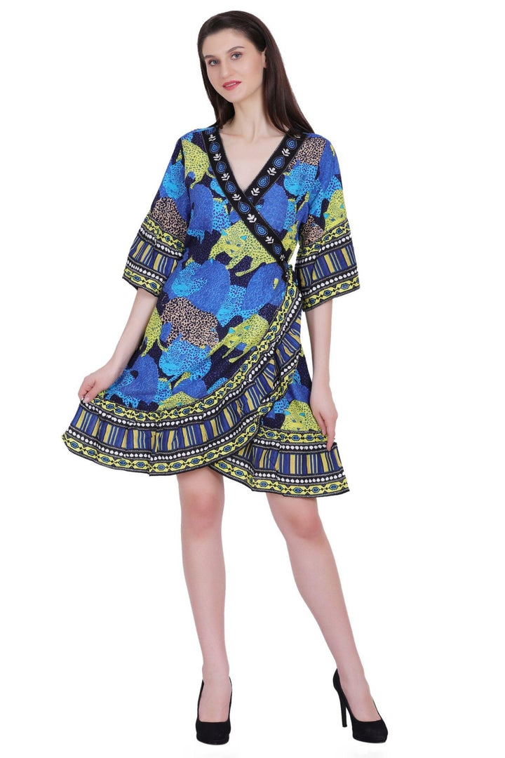 Printed Wrap Dress 262103 - Advance Apparels Inc