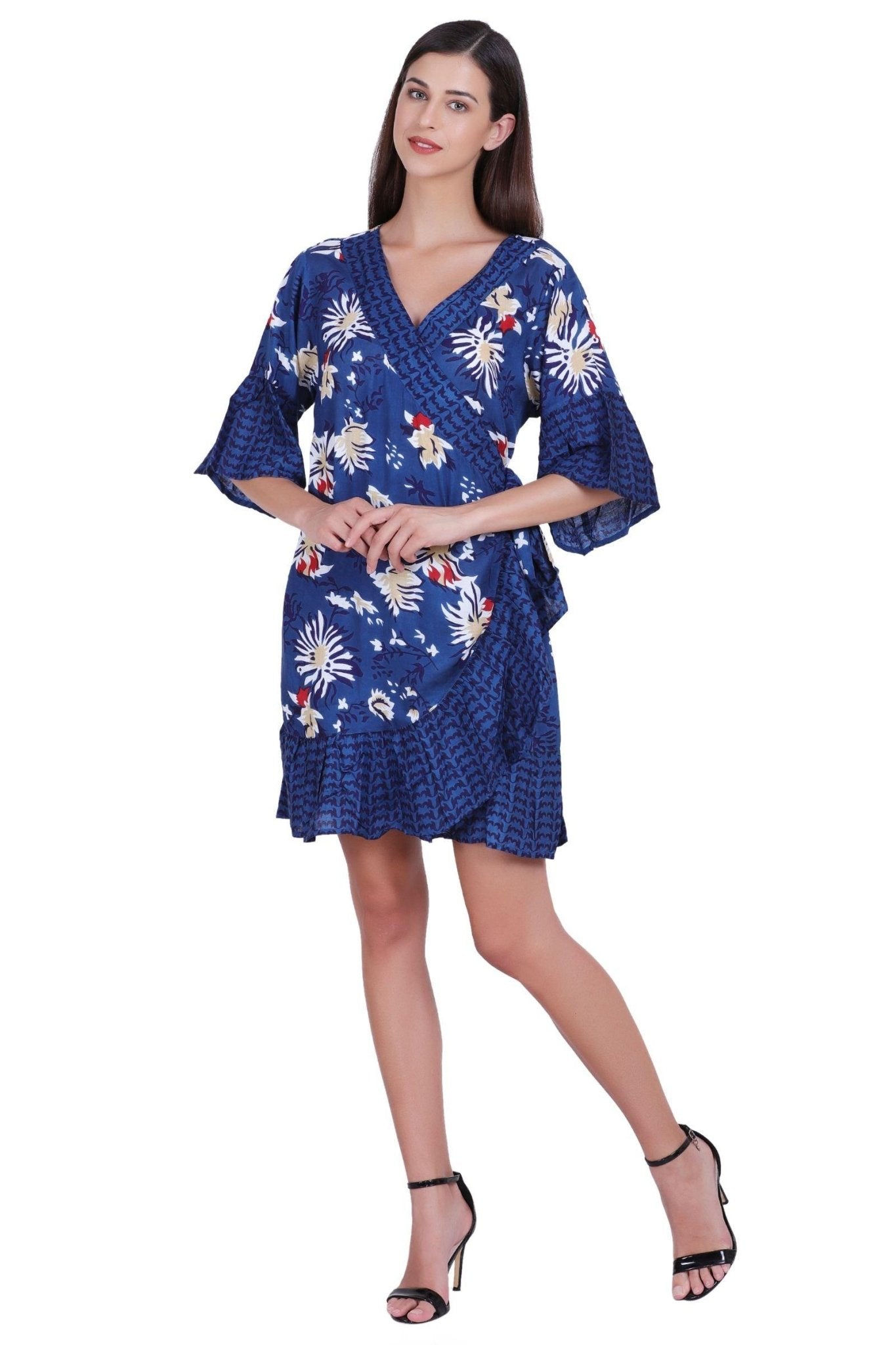 Printed Wrap Dress 262104 - Advance Apparels Inc