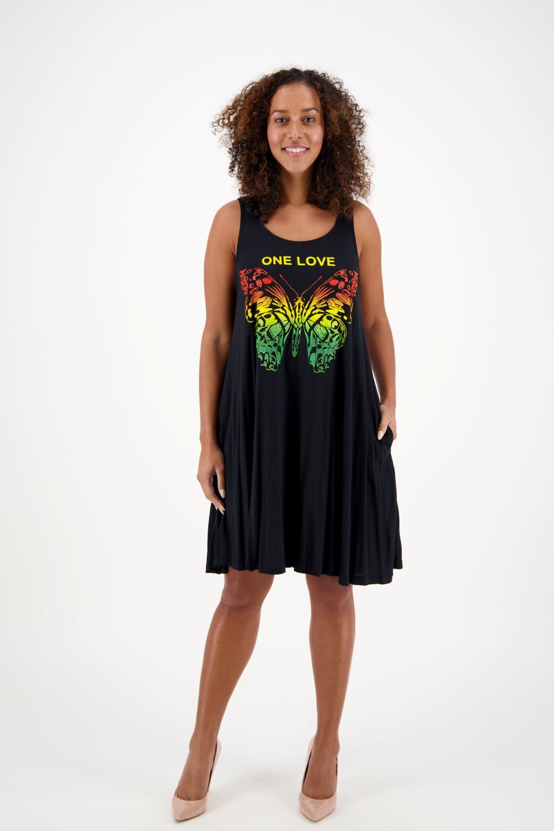 Rasta- 473-One Love Rasta Butterfly Dress w/ Pockets 473 - Advance Apparels Inc