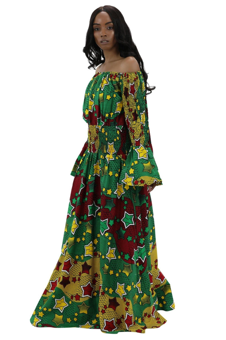 Rasta Off-Shoulder Ankara Cocktail Dress AD-2281-98 - Advance Apparels Inc