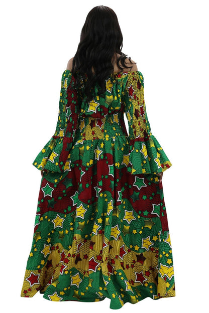 Rasta Off-Shoulder Ankara Cocktail Dress AD-2281-98 - Advance Apparels Inc