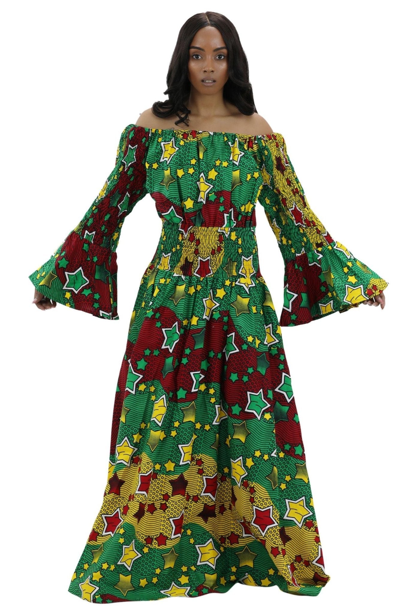 Rasta Off-Shoulder Ankara Cocktail Dress AD-2281-98 - Advance Apparels Inc