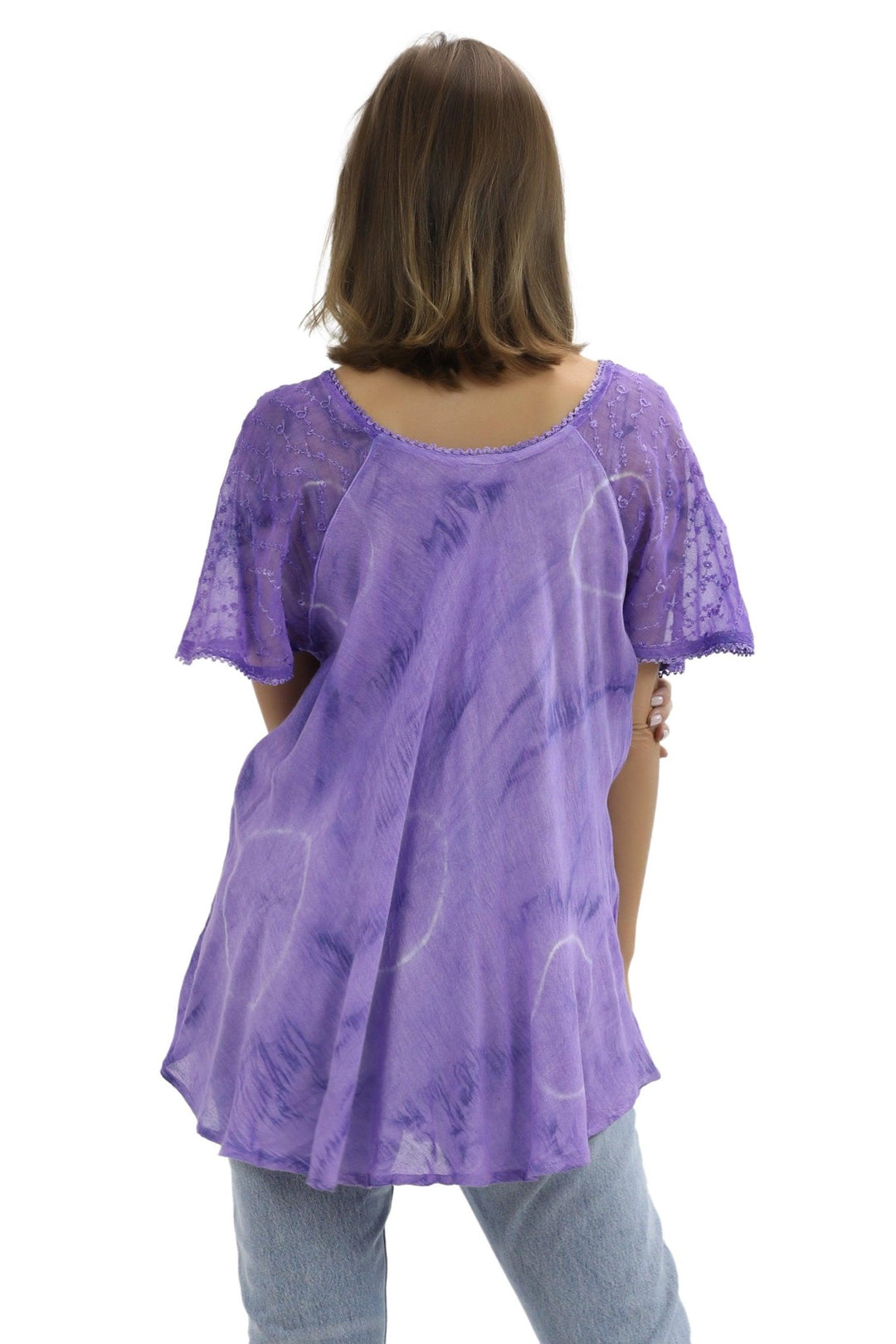 Retro Tie Dye Cap Sleeve Blouse 16483 - Advance Apparels Inc