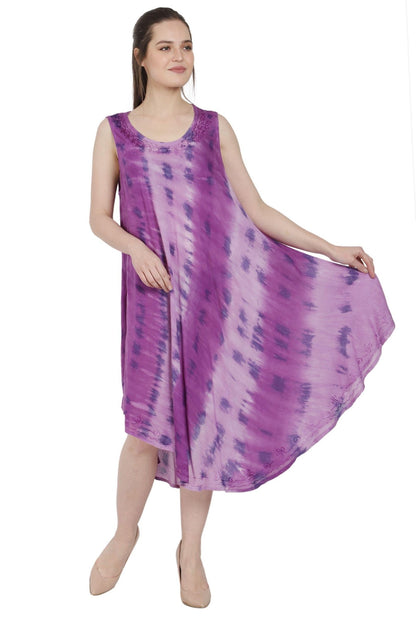 Rippled Tie Dye Beach Umbrella Dress UD48-2306 - Advance Apparels Inc