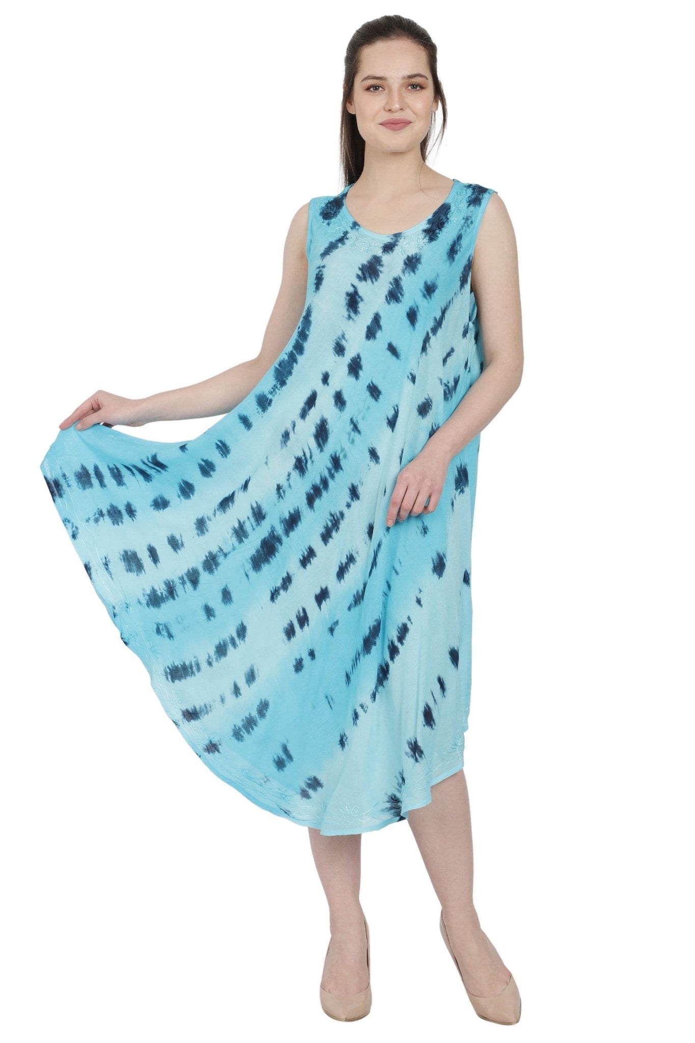 Rippled Tie Dye Beach Umbrella Dress UD48-2306 - Advance Apparels Inc