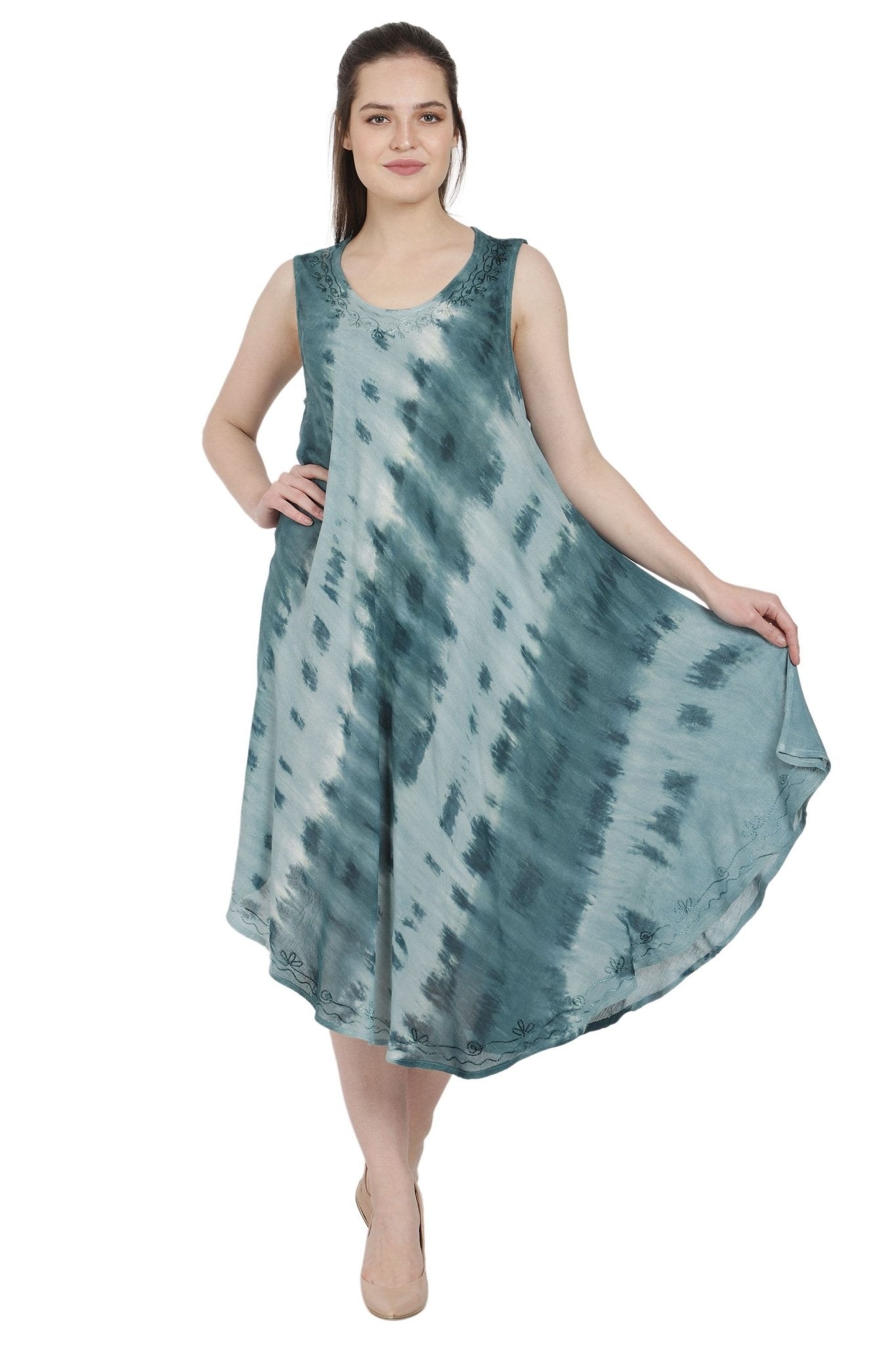 Rippled Tie Dye Beach Umbrella Dress UD48-2306 - Advance Apparels Inc