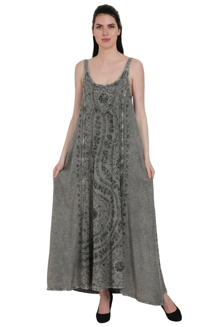 Scooped Neck Acid Wash Dress (S/M-1X/2X) 4 Colors ADL20321 - Advance Apparels Inc