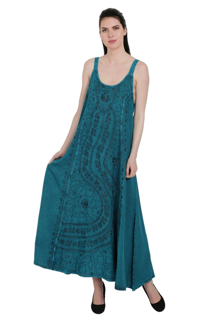 Scooped Neck Acid Wash Dress (S/M-1X/2X) 4 Colors ADL20321 - Advance Apparels Inc