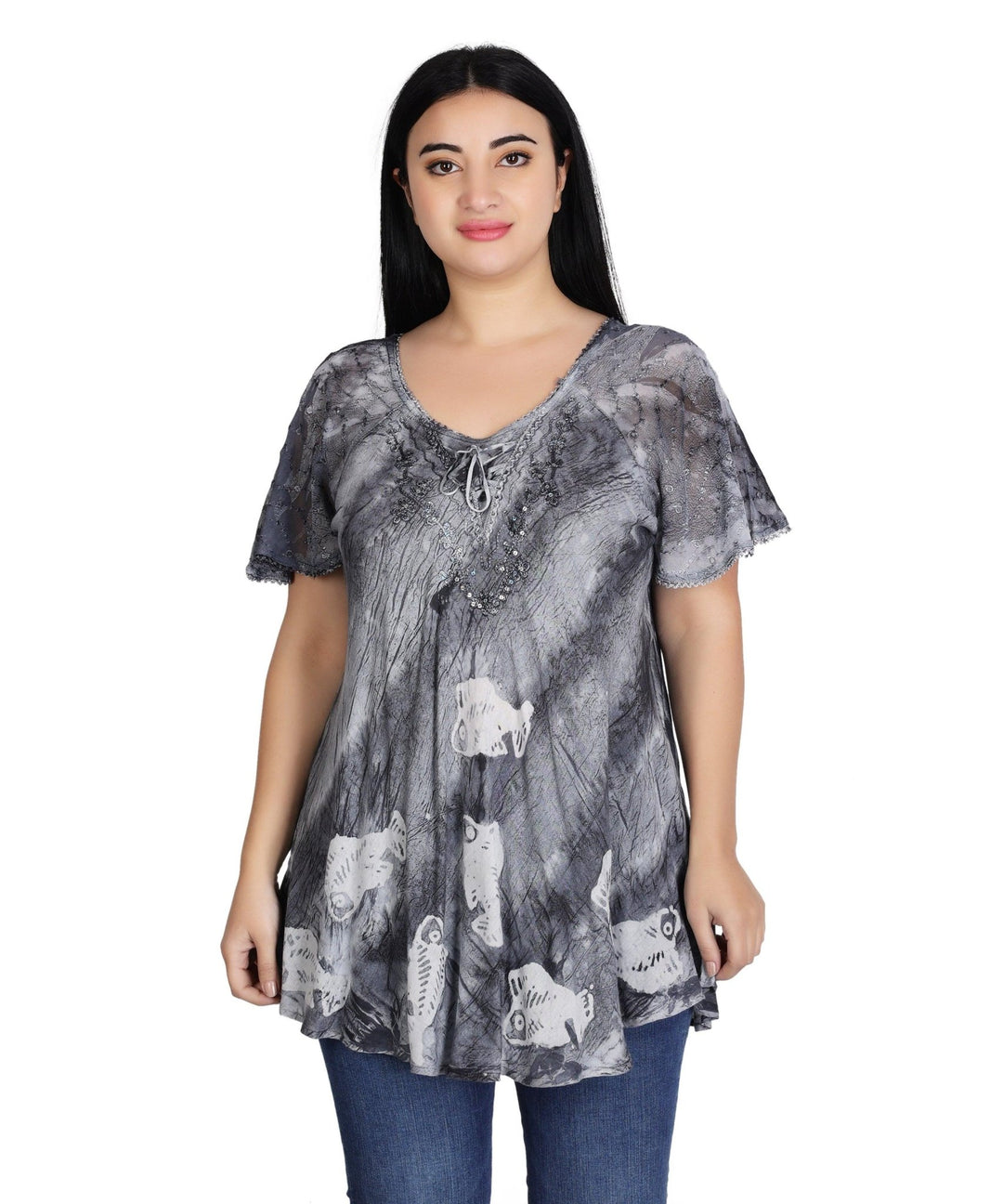 Seashell Tie Dye Blouse 302178 - Advance Apparels Inc