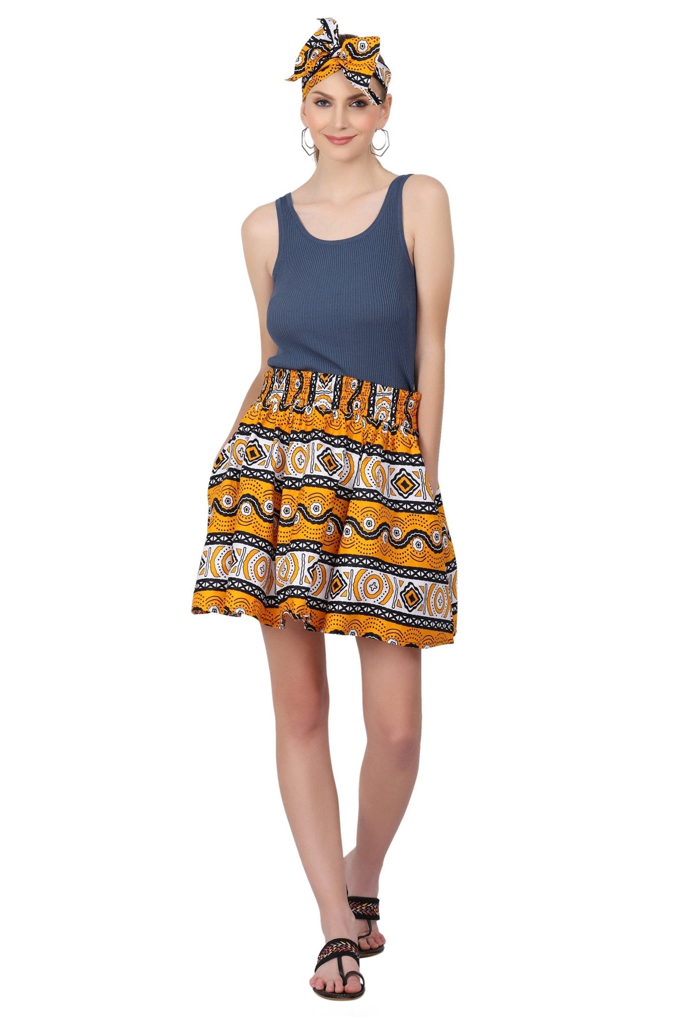 Short Length African Print Skirt One Size Fits Most 16412 - Advance Apparels Inc