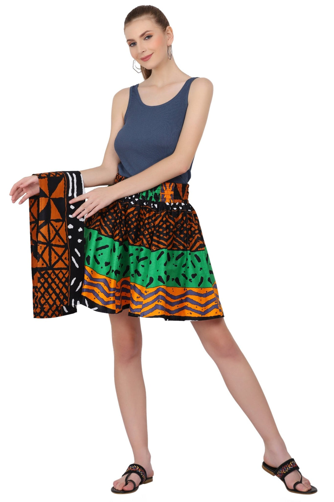 Short Length African Print Skirt One Size Fits Most 16412 - Advance Apparels Inc