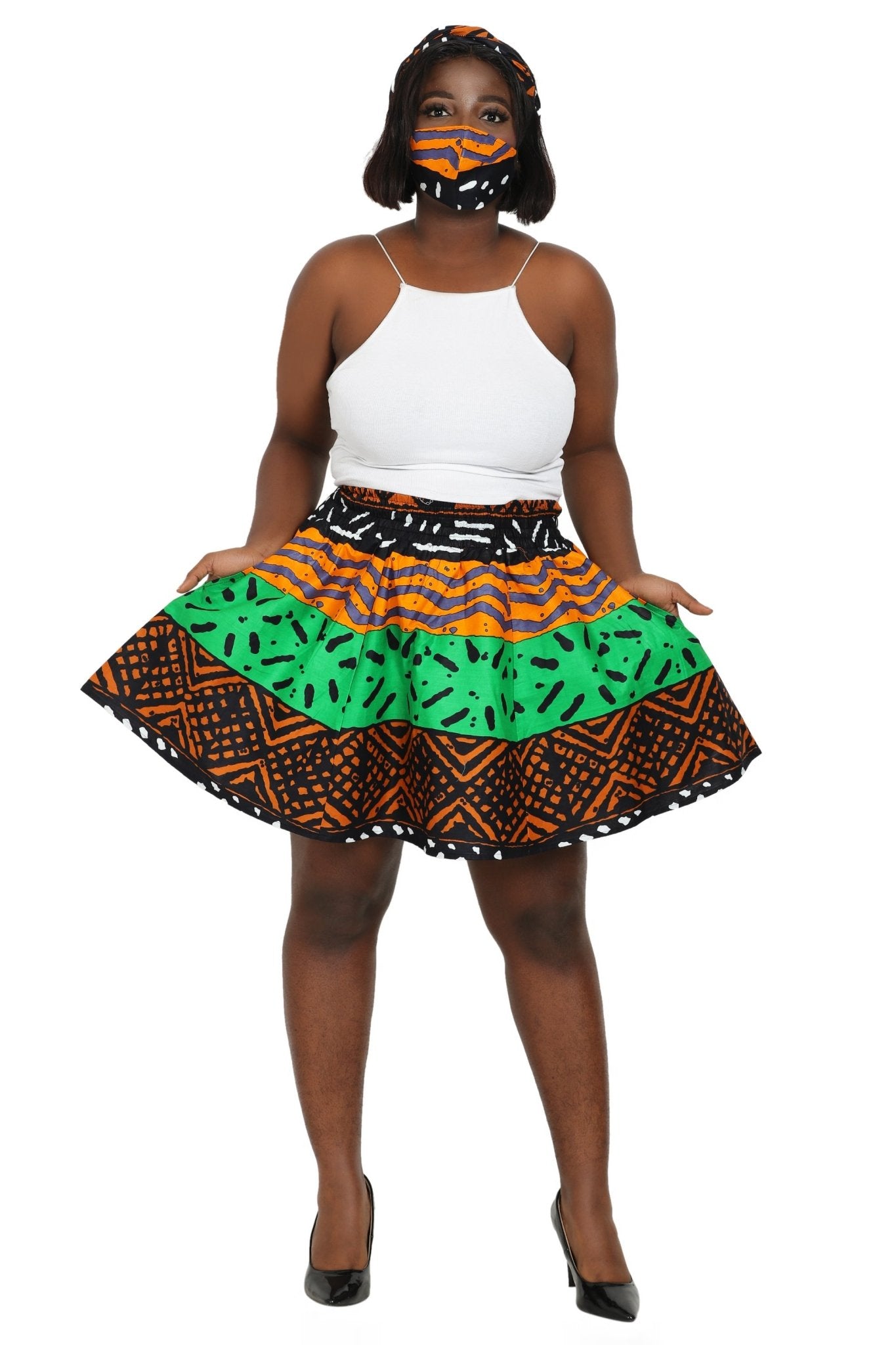 Short Length African Print Skirt One Size Fits Most 16412 - Advance Apparels Inc