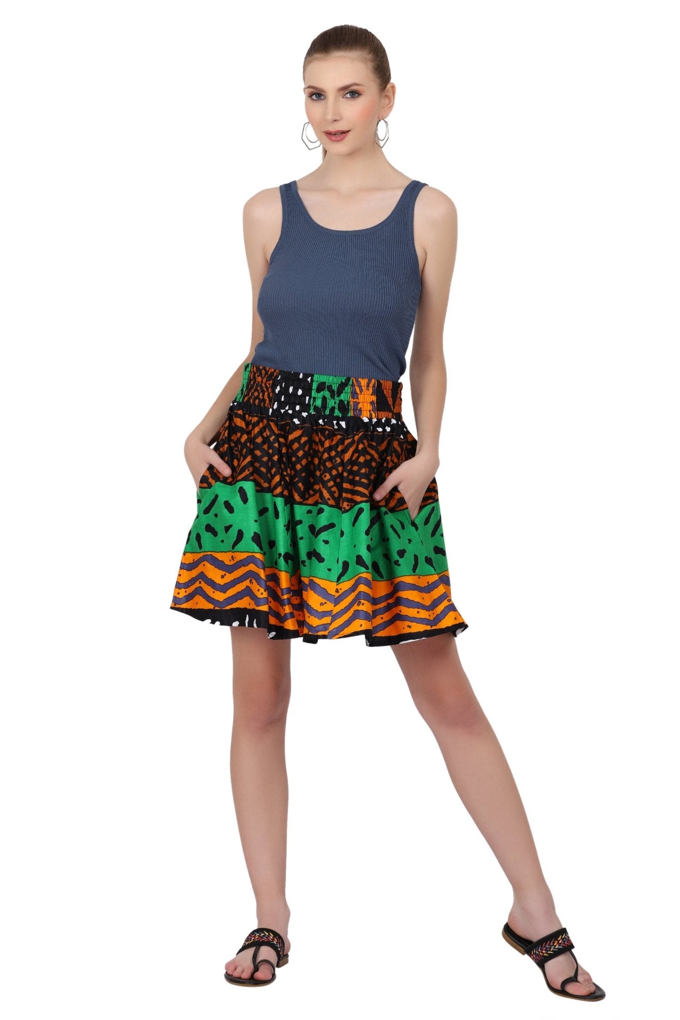 Short Length African Print Skirt One Size Fits Most 16412 - Advance Apparels Inc