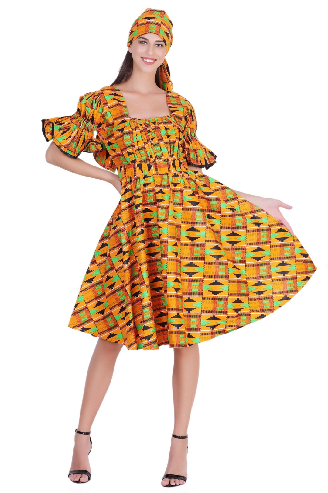 Short Sleeve Ankara Maxi Dress 2256 - Advance Apparels Inc