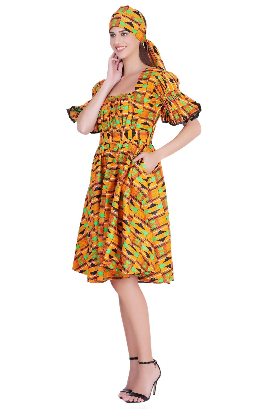 Short Sleeve Ankara Maxi Dress 2256 - Advance Apparels Inc