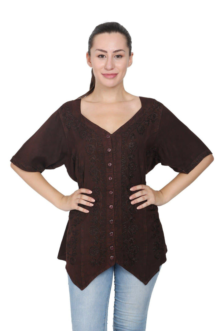 Short Sleeve Renaissance Blouse (SM-1X/2X) 1664 - Advance Apparels Inc