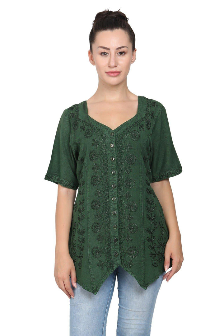 Short Sleeve Renaissance Blouse (SM-1X/2X) 1664 - Advance Apparels Inc