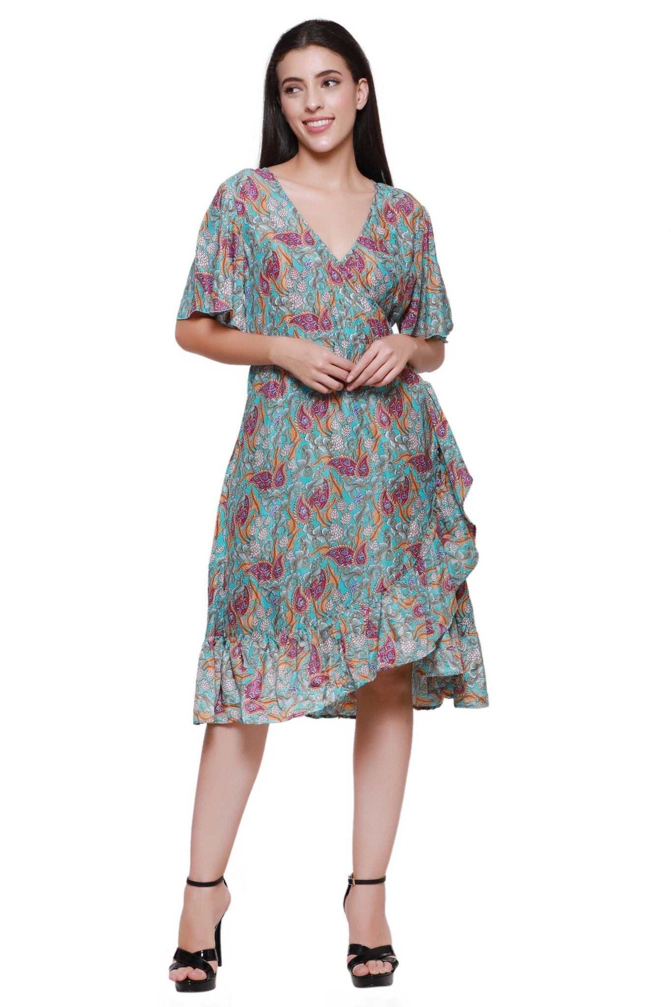 Silk Wrap Dress AB22014 - Advance Apparels Inc