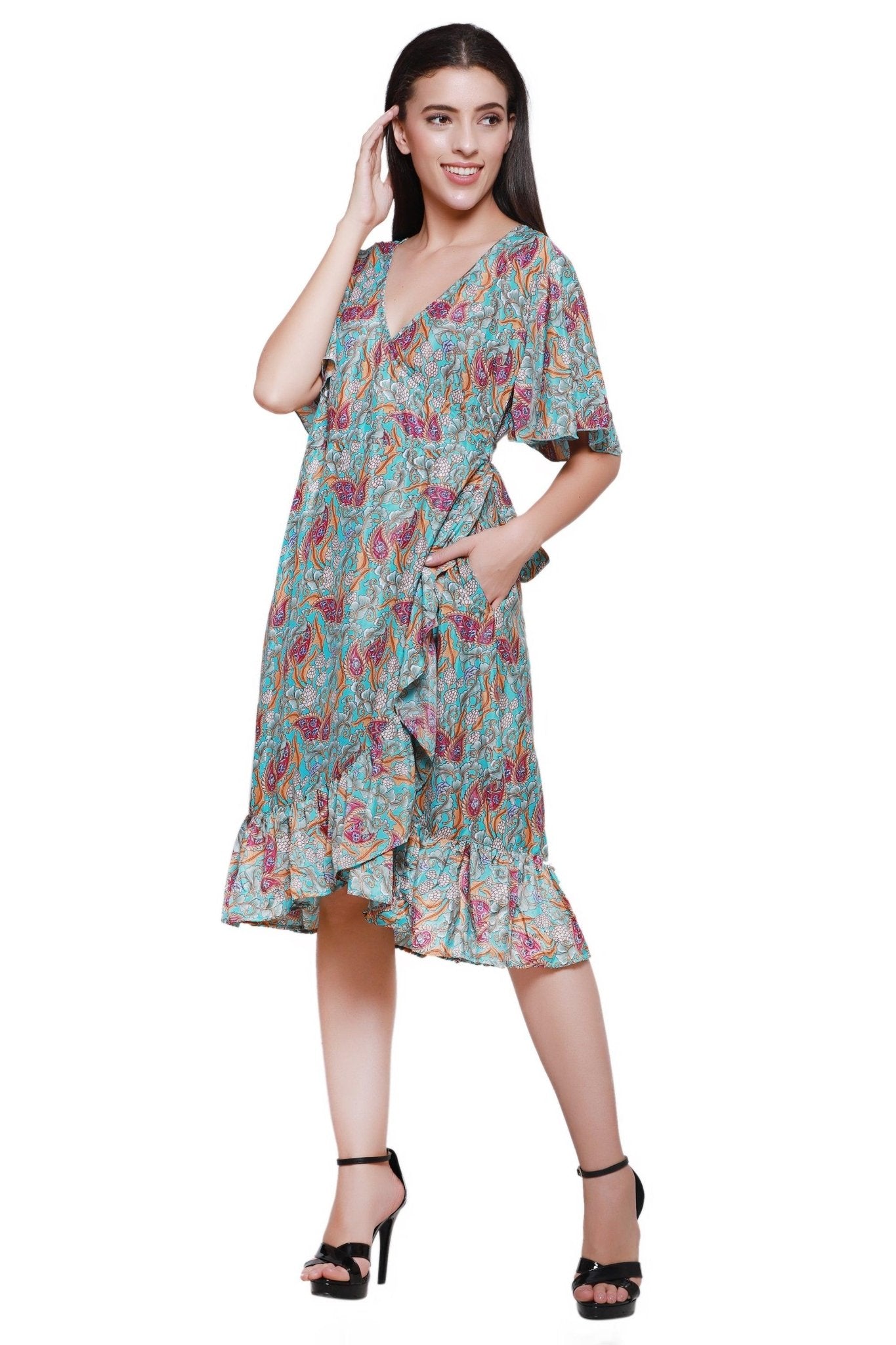 Silk Wrap Dress AB22014 - Advance Apparels Inc