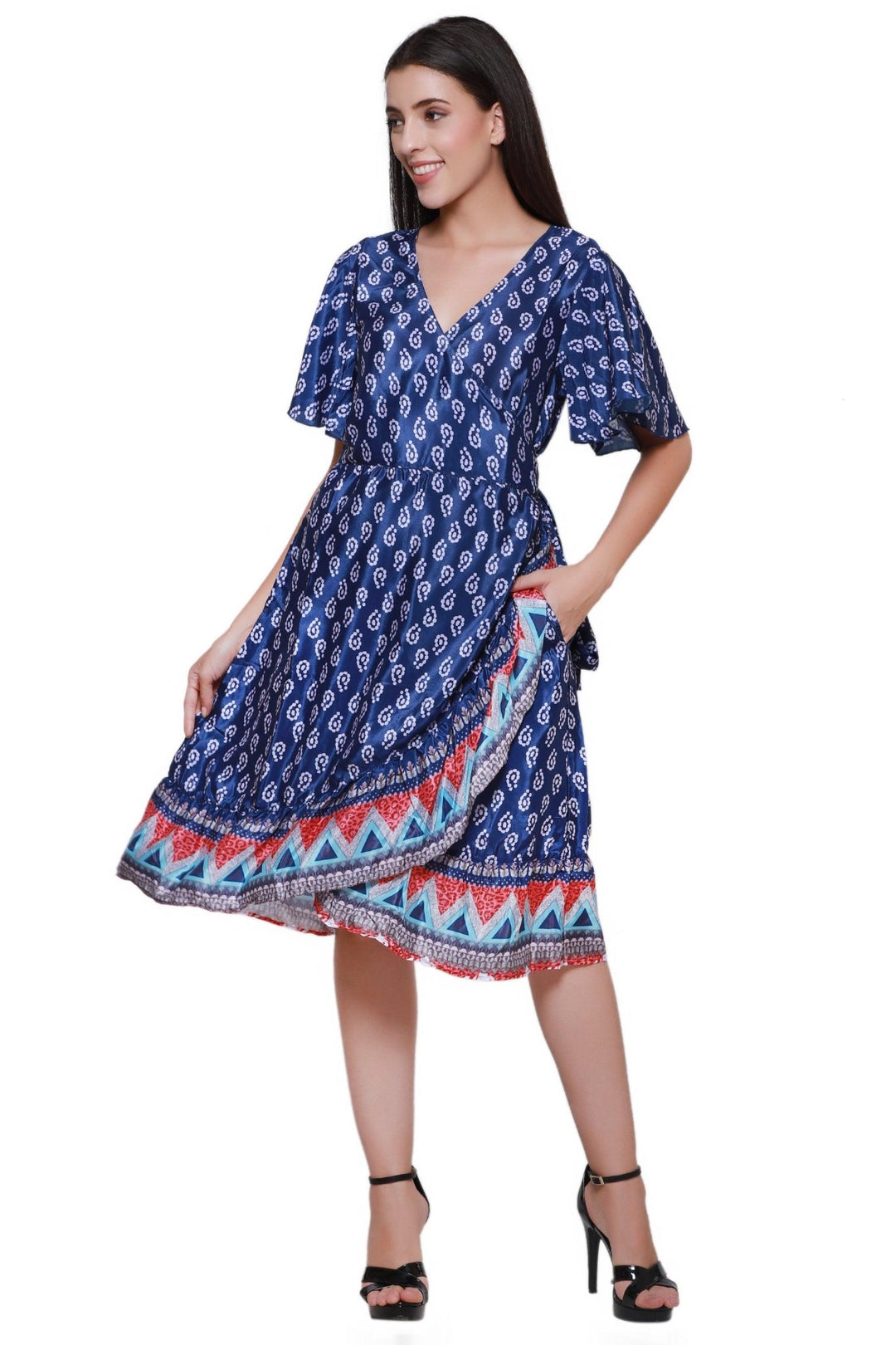 Silk Wrap Dress AB22023 - Advance Apparels Inc