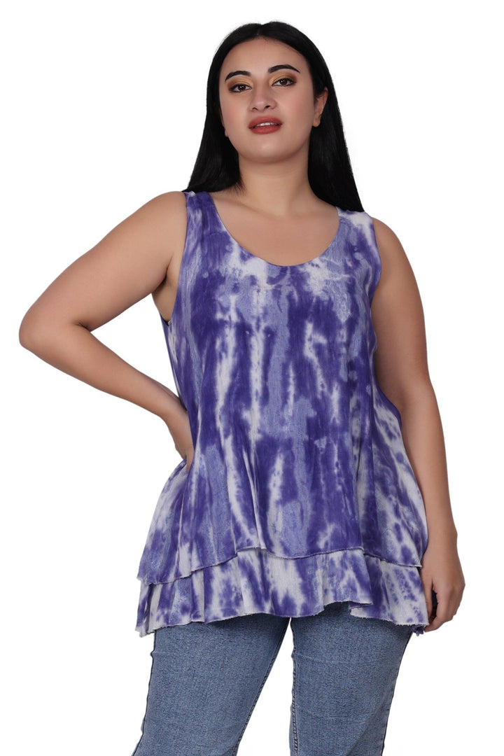 Sleeveless Double Layer Tie Dye Tank Top T3208 - Advance Apparels Inc