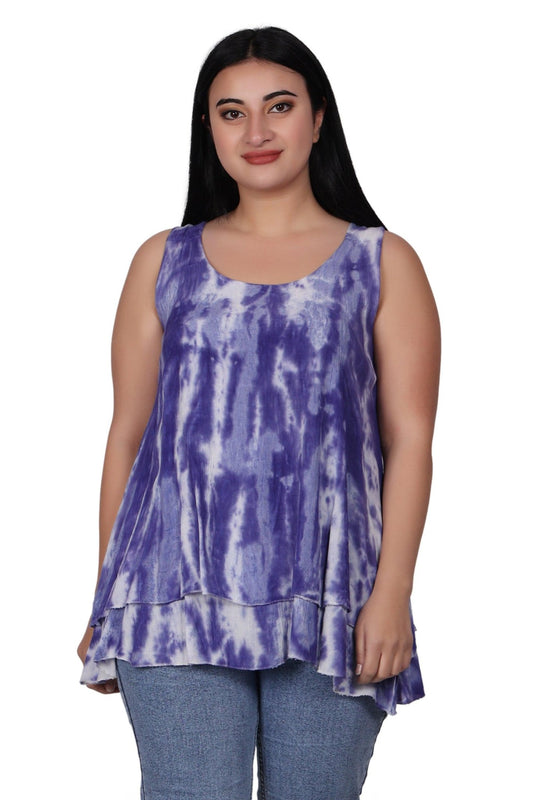 Sleeveless Double Layer Tie Dye Tank Top T3208 - Advance Apparels Inc