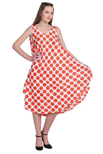 Sleeveless Wide Strap Polka Dot Umbrella Dress - Advance Apparels Inc