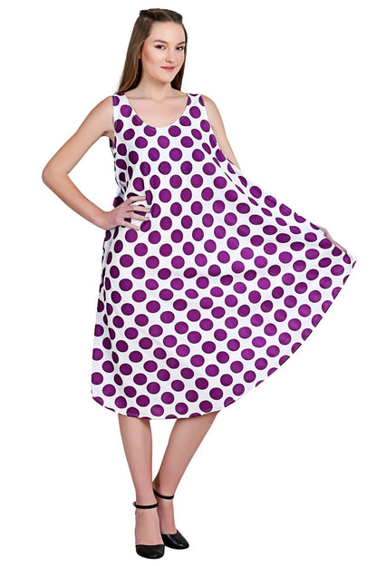 Sleeveless Wide Strap Polka Dot Umbrella Dress - Advance Apparels Inc