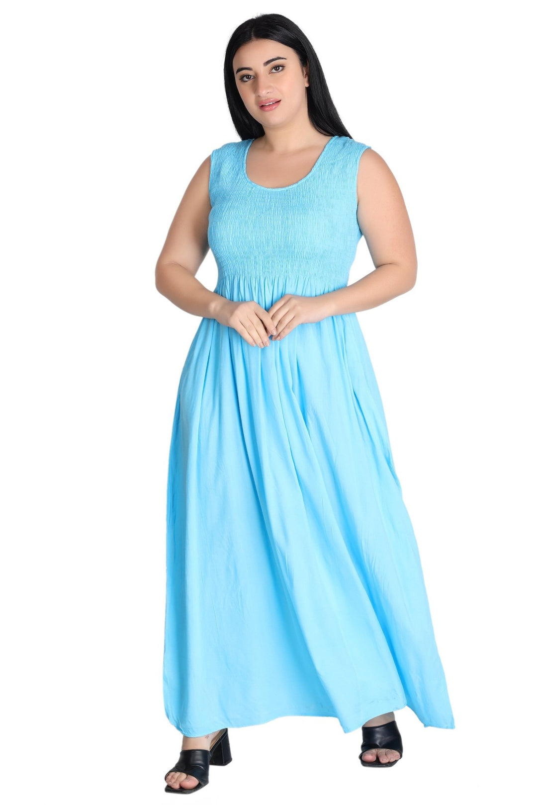 Solid Color Smock Dress 522210 - Advance Apparels Inc