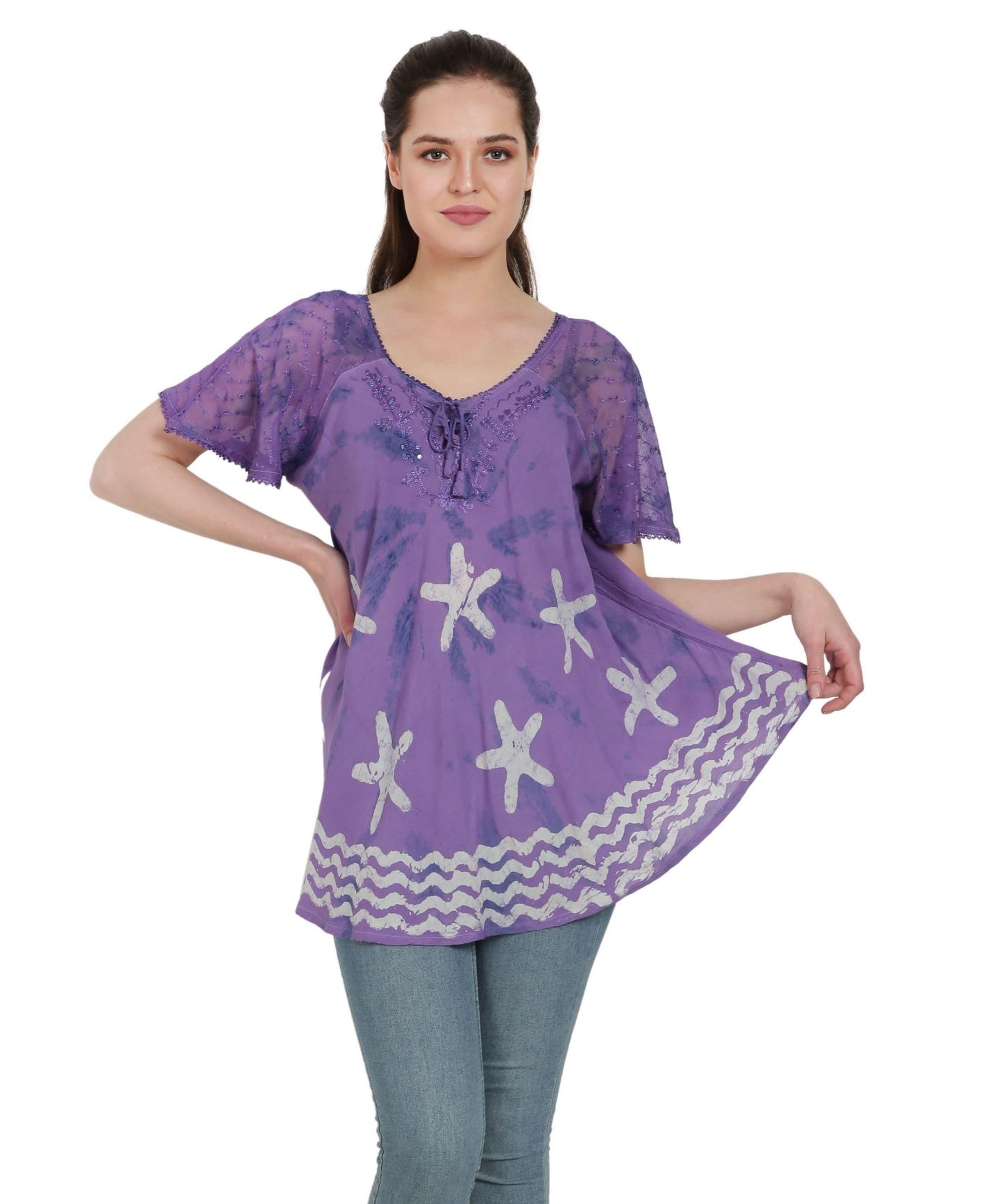 Starfish Border Print Blouse TS-2212 - Advance Apparels Inc