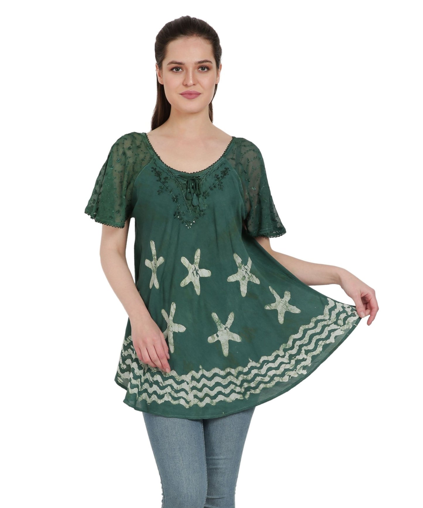 Starfish Border Print Blouse TS-2212 - Advance Apparels Inc