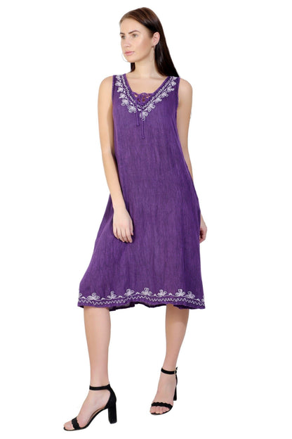 Stonewash Dress w/ Embroidery TD42-803 - Advance Apparels Inc