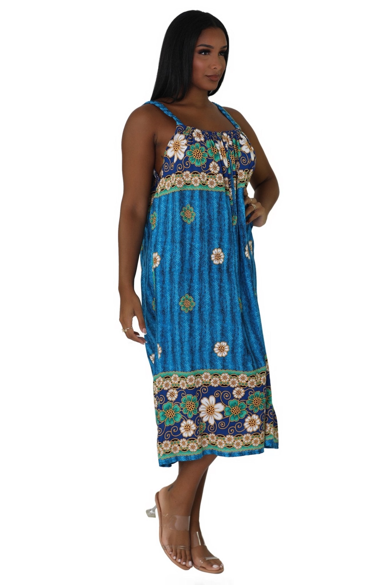 Sunflower Print Resort Dress TH-2027A - Advance Apparels Inc