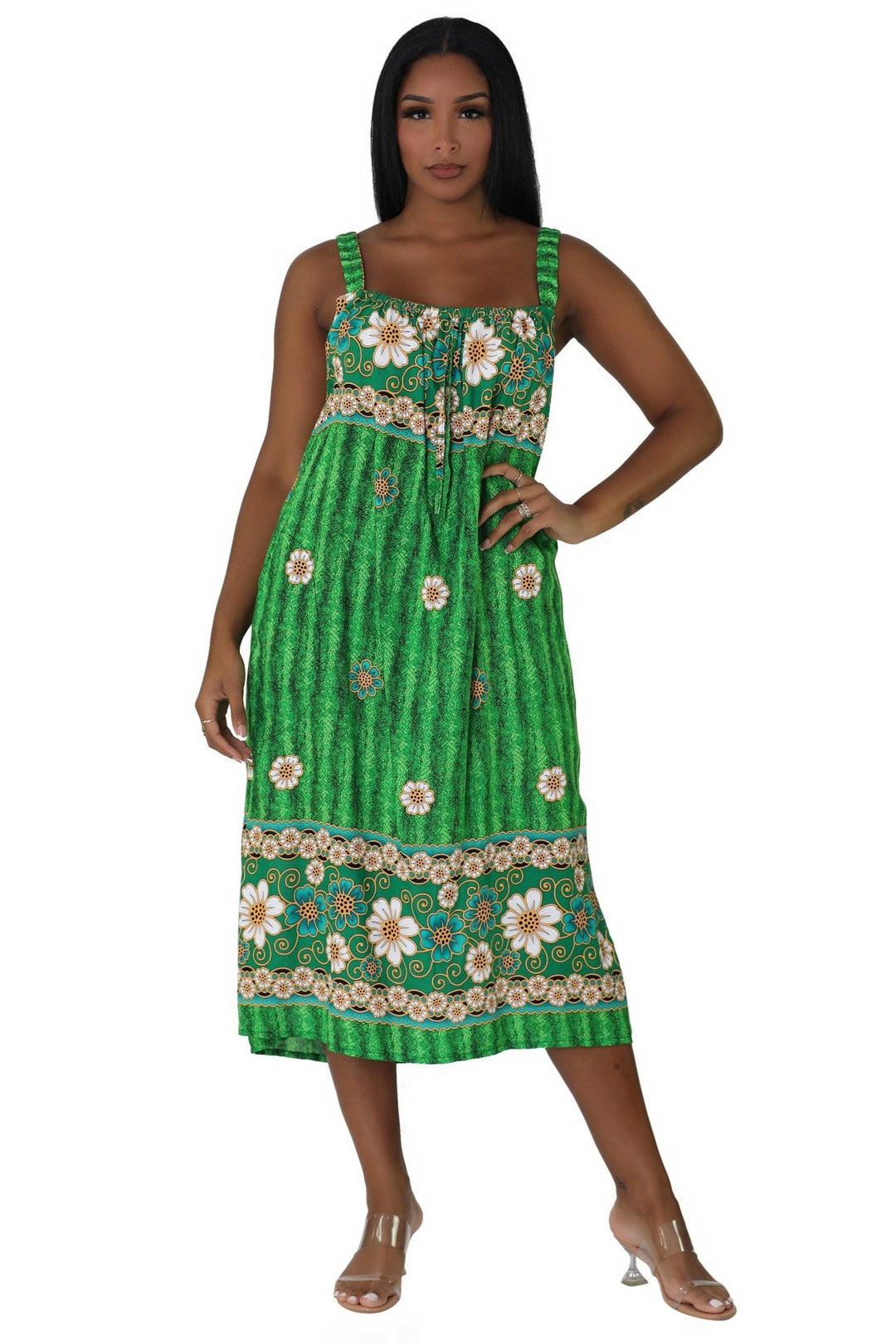 Sunflower Print Resort Dress TH-2027A - Advance Apparels Inc