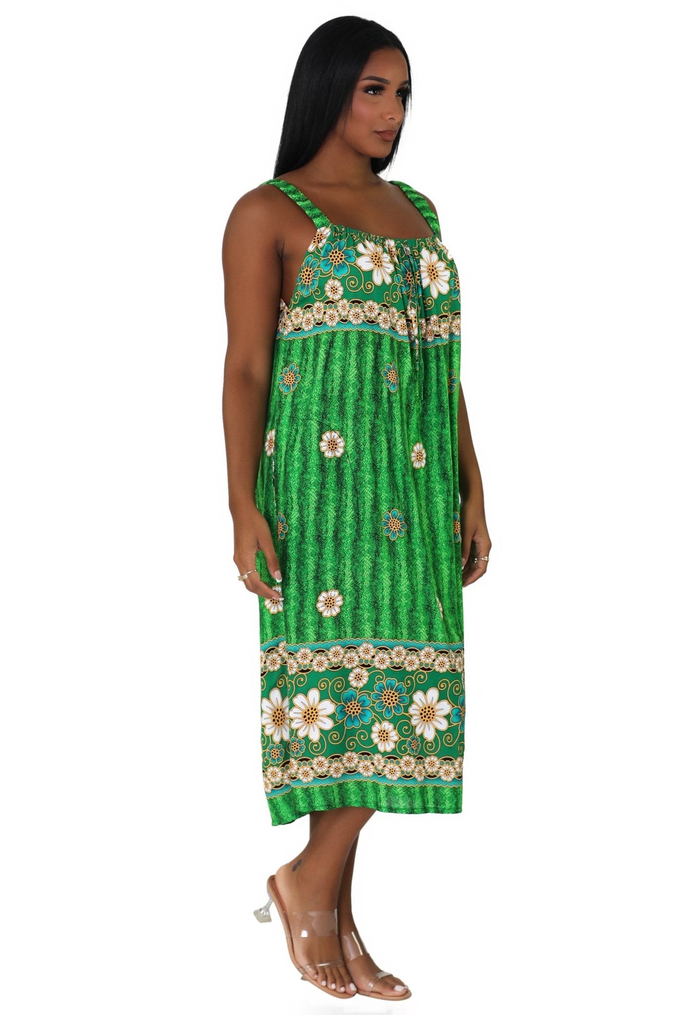 Sunflower Print Resort Dress TH-2027A - Advance Apparels Inc