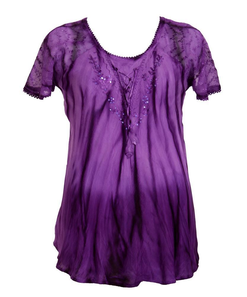 Tie-Dye Cap Sleeve Blouse 17782 - Advance Apparels Inc